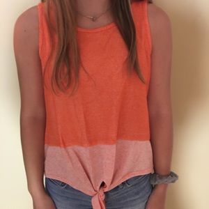 Knotted Green Envelope orange tank top